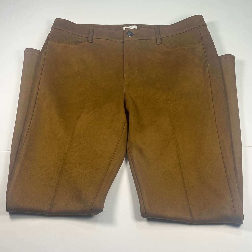 J. Jill Brown Soft Microfiber Faux Suede Ankle Pants Sz 12 Tall